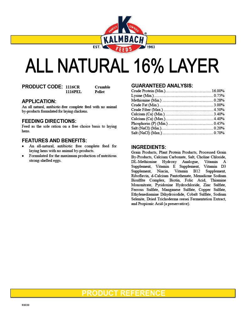 Kalmbach 16% All Natural Layer Crumble