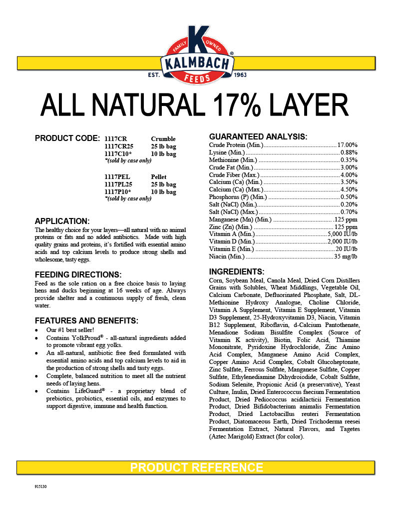 Kalmbach 17% All Natural Layer Crumble 50lbs