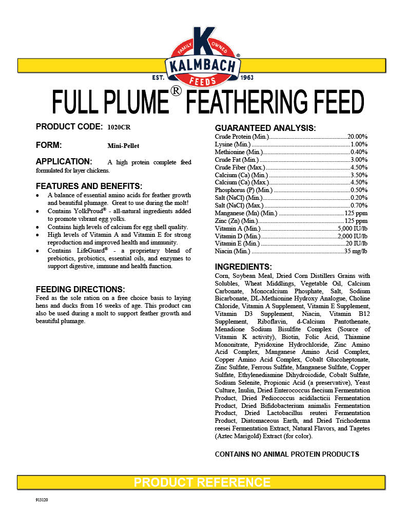Kalmbach Full Plume® Feathering Feed 50lbs