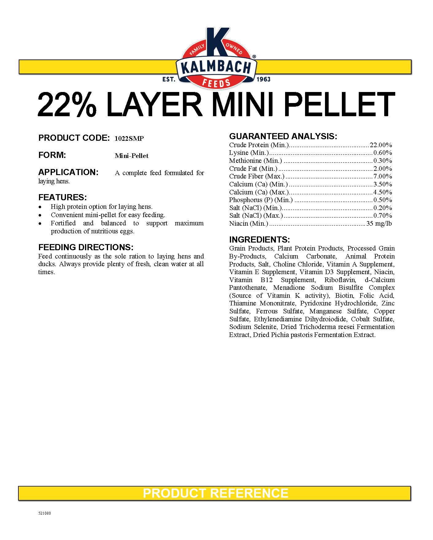 Kalmbach 22% Layer Mini Pellet 50lbs