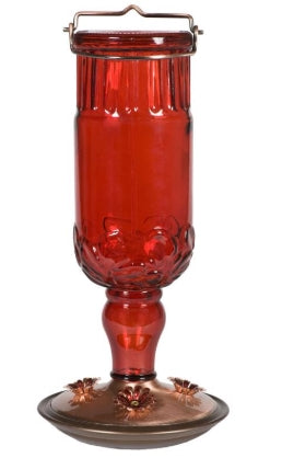 Perky Pet Red Glass Antique Hummingbird Feeder