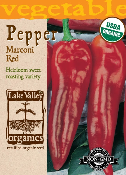 Organic Pepper Sweet Marconi Red Heirloom