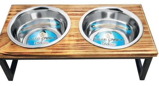 Double Feed Dish Wooden Diner