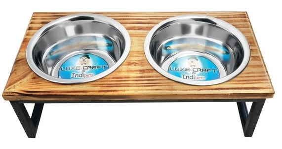 Double Feed Dish Wooden Diner