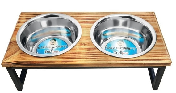 Double Feed Dish Wooden Diner
