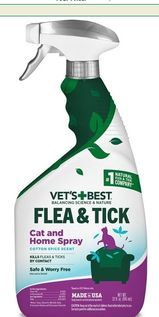 Vet's+Best Flea & Tick Cat and Home Spray 32oz