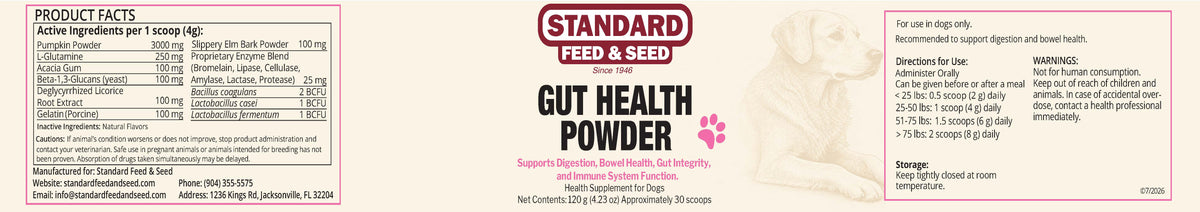 Gut Health Powder Canine Supplement 30 scoops