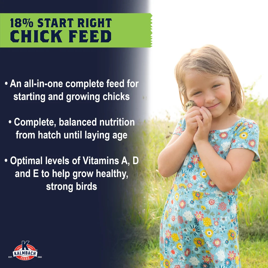 Kalmbach 18% Start Right Growing Chicken Feed for Chicks and Pullets 50lbs
